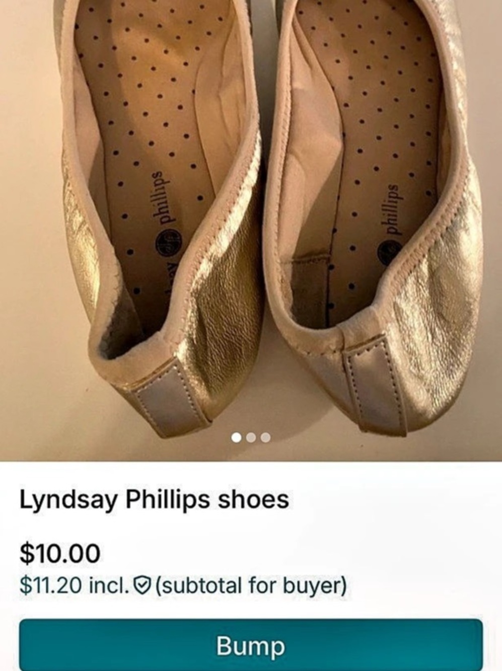 Lindsay Phillips Interchangeable Snap Ballet Flat Gold Flats